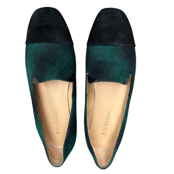 Enzo Angiolini Tazlin Flats • Women’s Sz 8.5 • Forest Green Wool Black Suede Toe - Picture 2 of 7